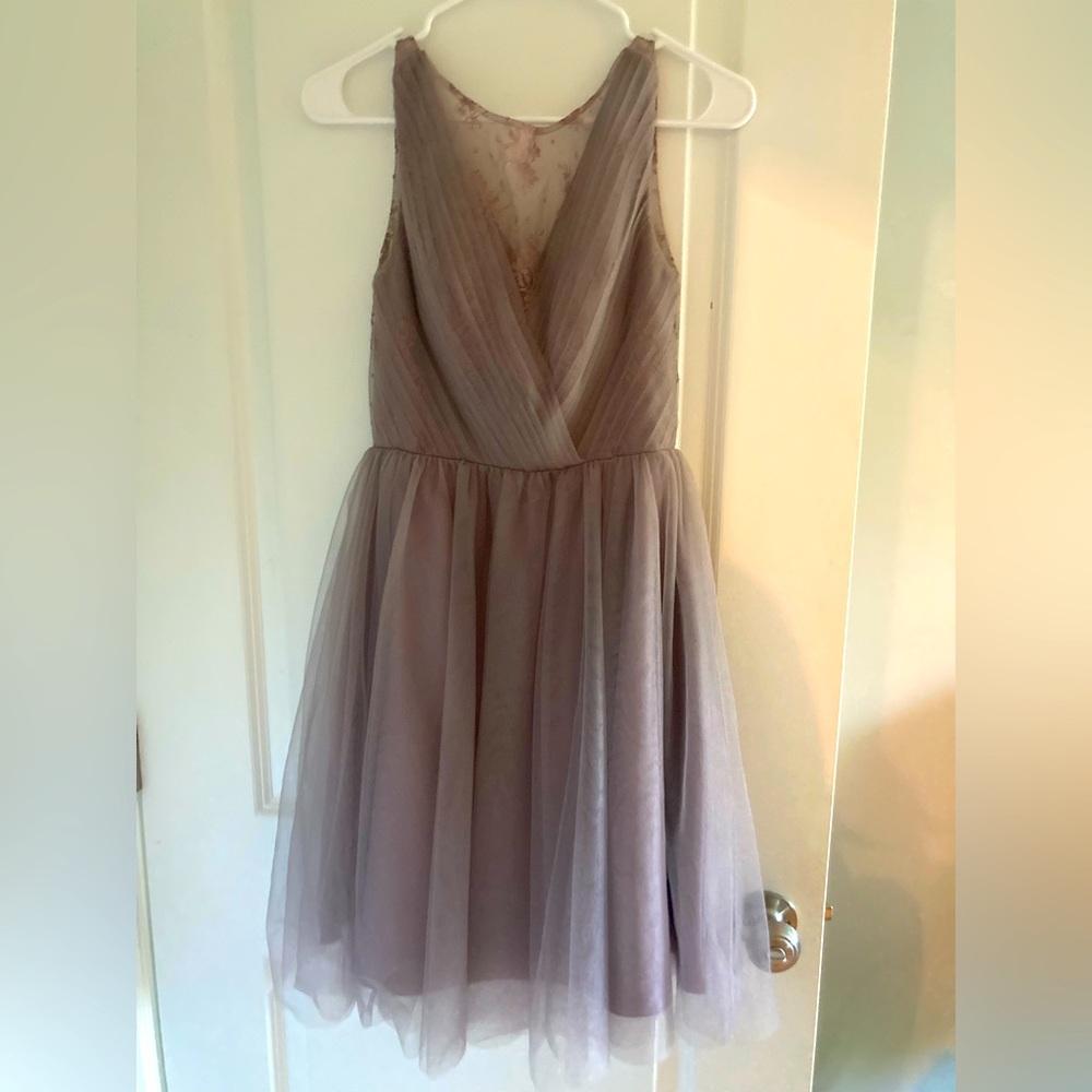 Purple lace bridesmaid dress